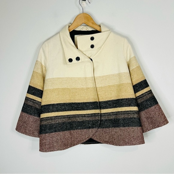 Billabong Striped Shadow Cream Cropped Wool Blend Blazer S - Picture 2 of 7